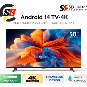 SB Android 14 TV – 4K, 2GB + 16GB, Voice Control, Frameless 50"